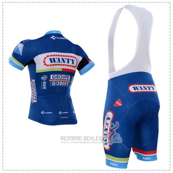 2018 Fahrradbekleidung Wanty Blau Trikot Kurzarm Tragerhose